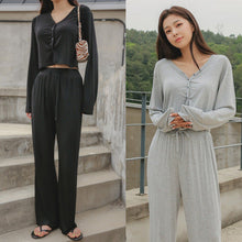 Load image into Gallery viewer, CONCHWEAR Sugar Crop Cardigan Bootcut Pants Set 2Color