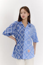 Load image into Gallery viewer, BEYOND CLOSET Collection Line Archive Bandana Patch Open Collar Shirt Blue