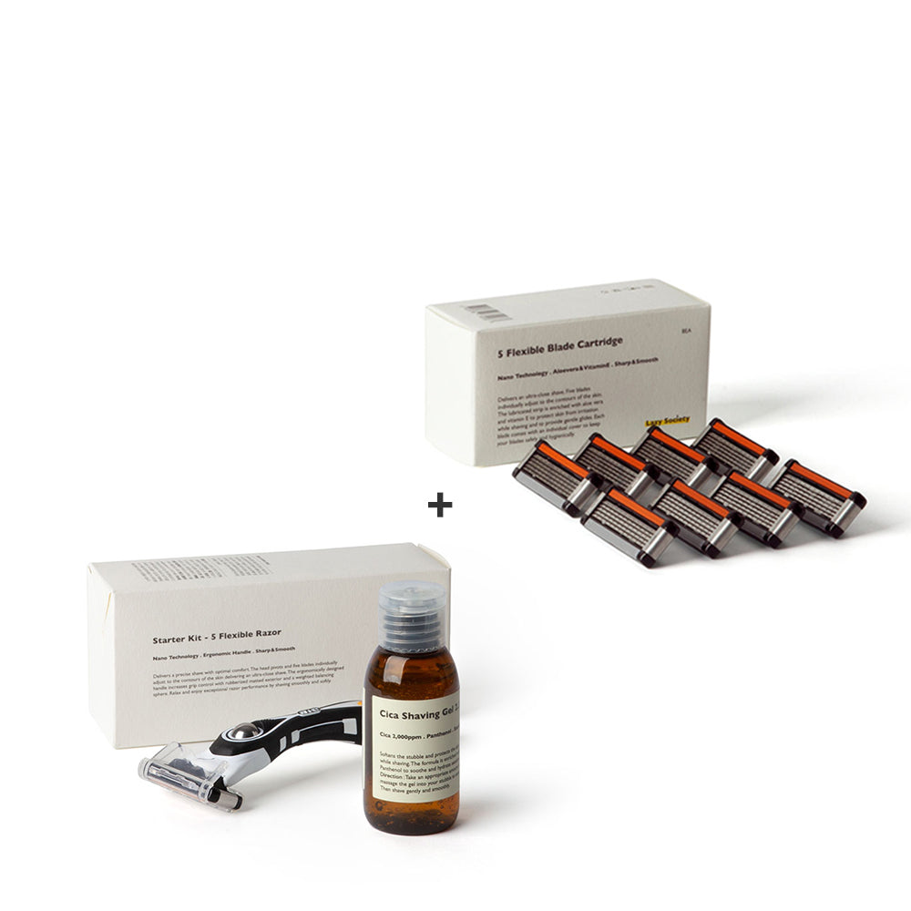 [Amazon Best Seller]LAZY SOCIETY Starter Kit + 5 Blade Cartridge of 8