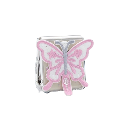 SECOND UNIQUE NAME Clear Patch Butterfly Pink (Z FLIP)