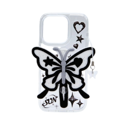 SECOND UNIQUE NAME Clear Patch Butterfly Black