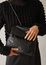 Load image into Gallery viewer, KWANI Lozenge Small Midnight Black Studded Bag
