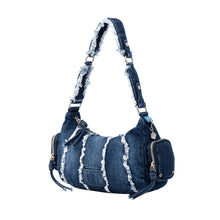 Load image into Gallery viewer, MYSHELL Shell Denim Small Shoulder Bag Navy Blue
