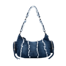 Load image into Gallery viewer, MYSHELL Shell Denim Small Shoulder Bag Navy Blue

