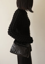 Load image into Gallery viewer, KWANI Lozenge Small Midnight Black Studded Bag
