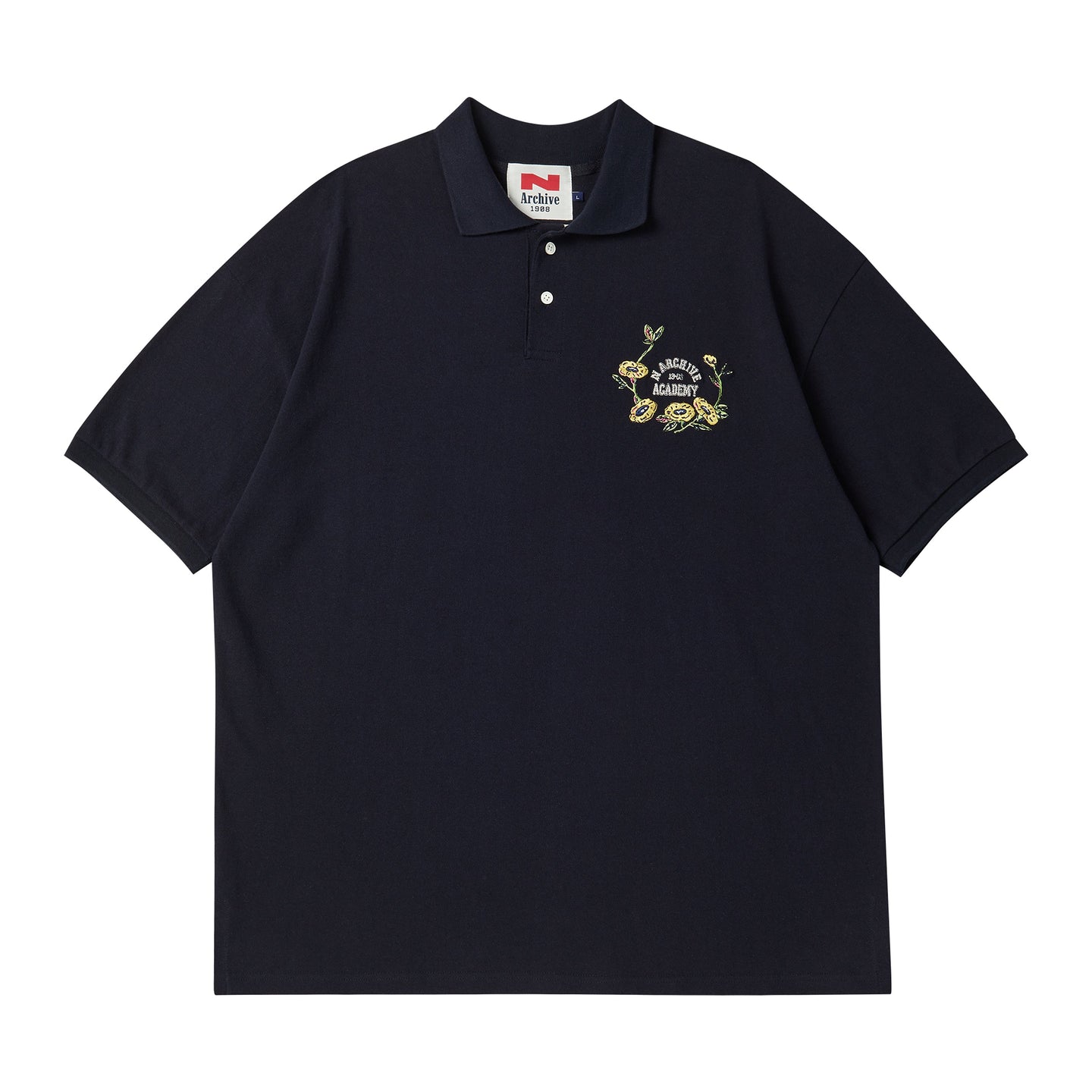 BEYOND CLOSET Collection Line Academy Logo Cotton PK T-Shirt Navy