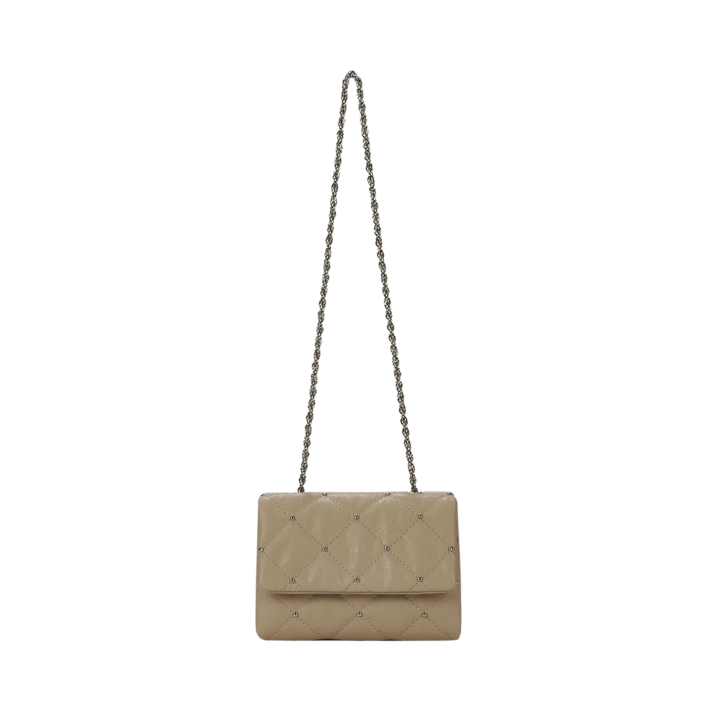 KWANI Lozenge Micro Warm Ivory Studded Bag