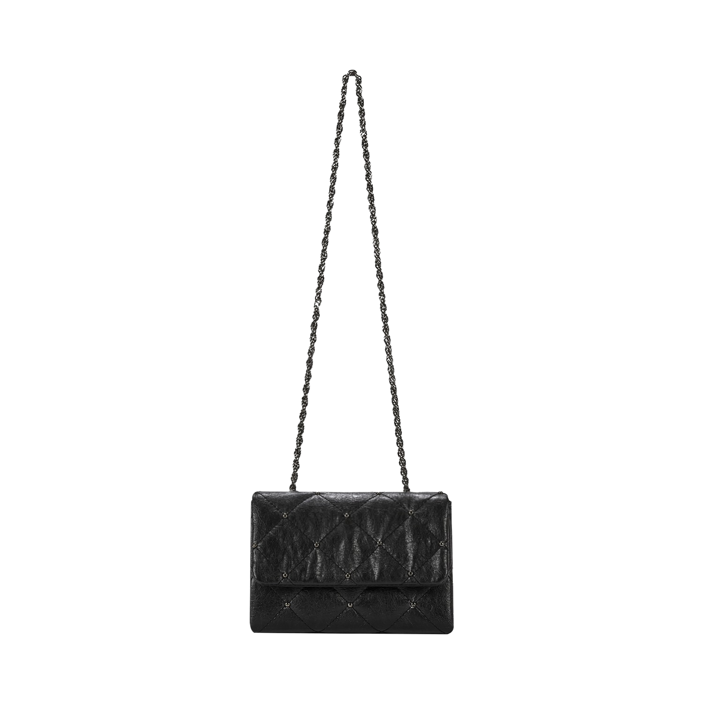 KWANI Lozenge Micro Midnight Black Studded Bag