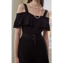 Load image into Gallery viewer, [DK SHOP] Linda Off Shoulder Ruffle Line Knit Belt Dress
