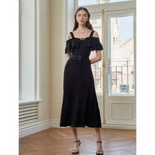 Load image into Gallery viewer, [DK SHOP] Linda Off Shoulder Ruffle Line Knit Belt Dress
