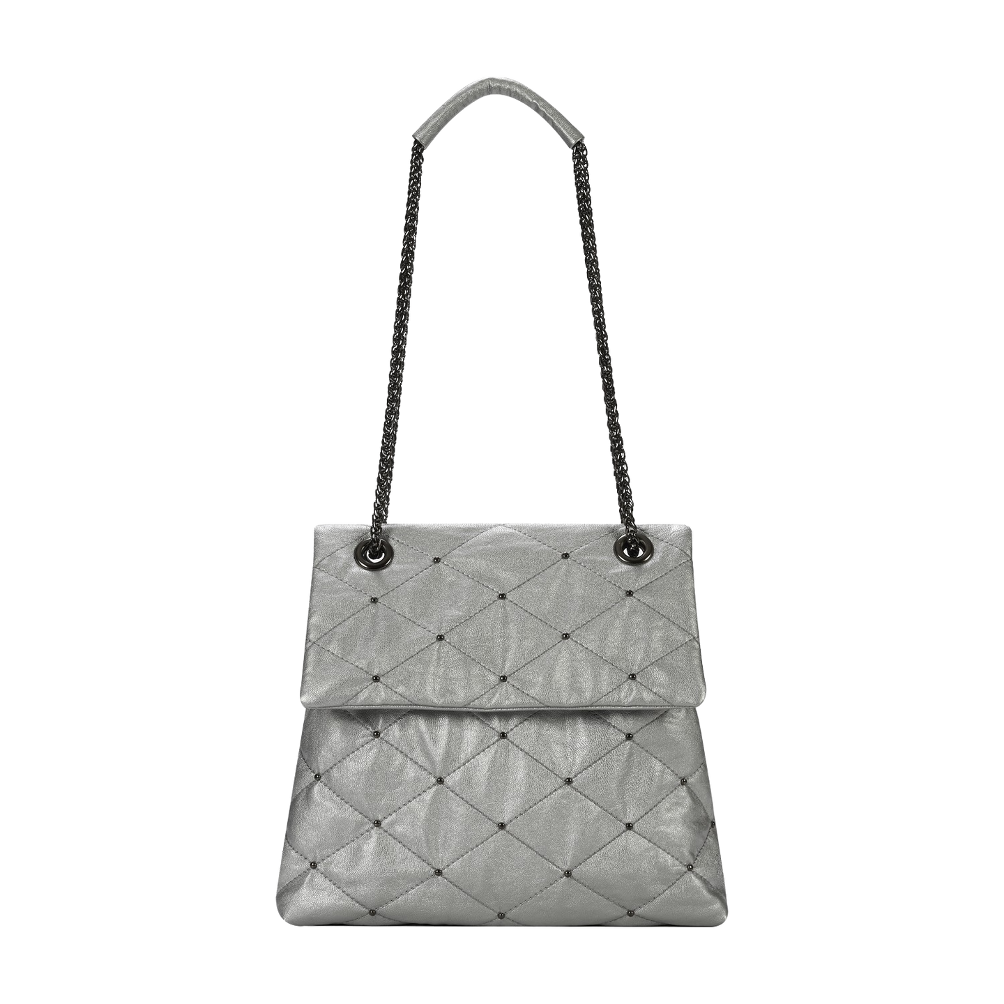 KWANI Lozenge Small Silver Studded Bag